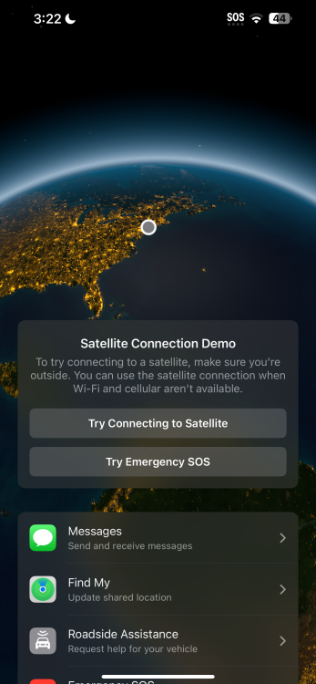 Satellite Messaging demo on iOS 18