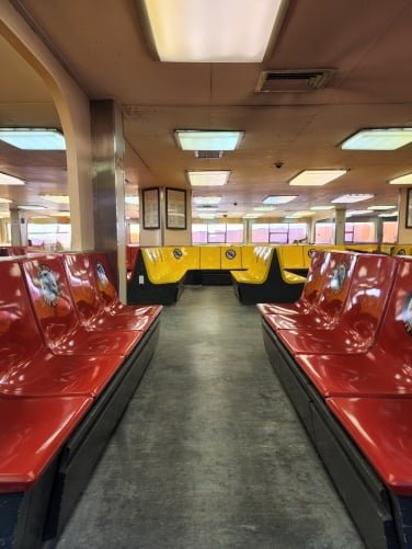 The same image showing the ferry now empty.