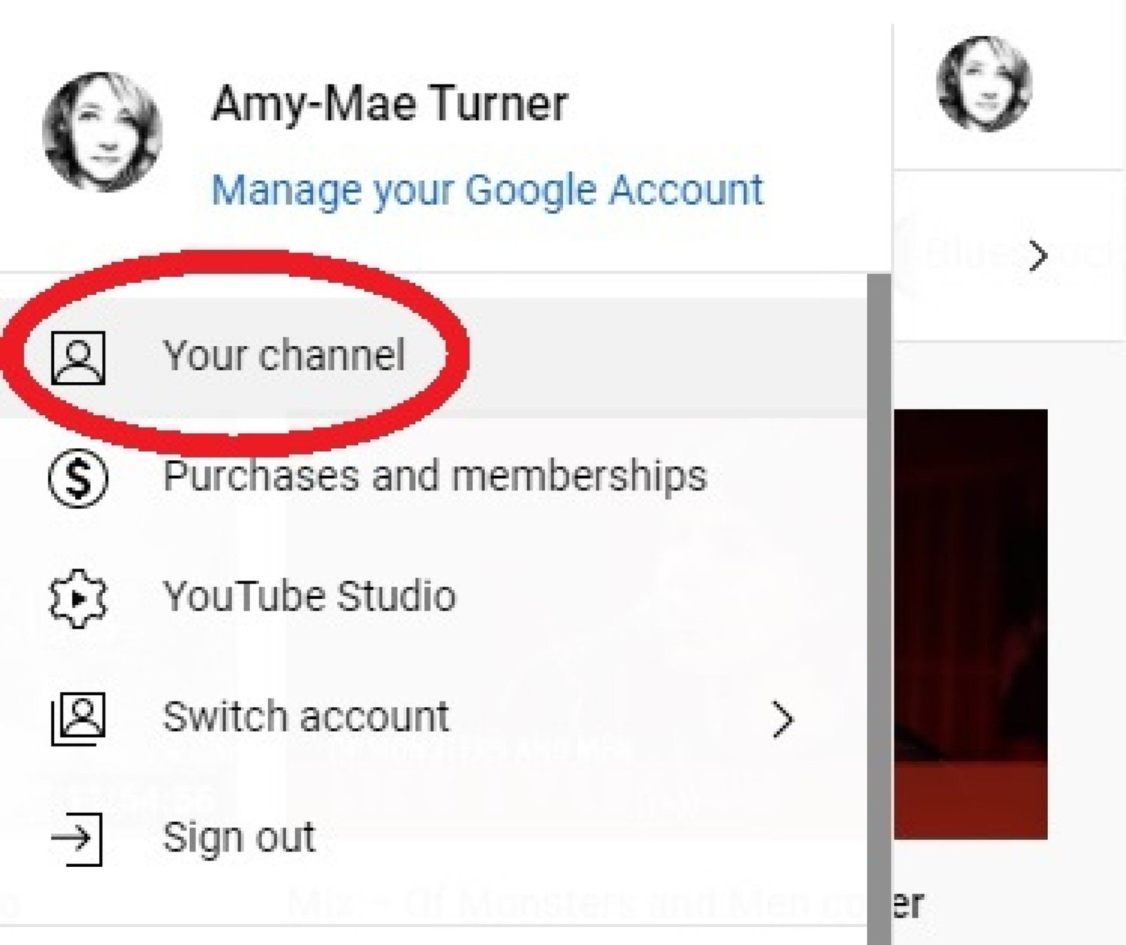 The words "Your channel" circled in red