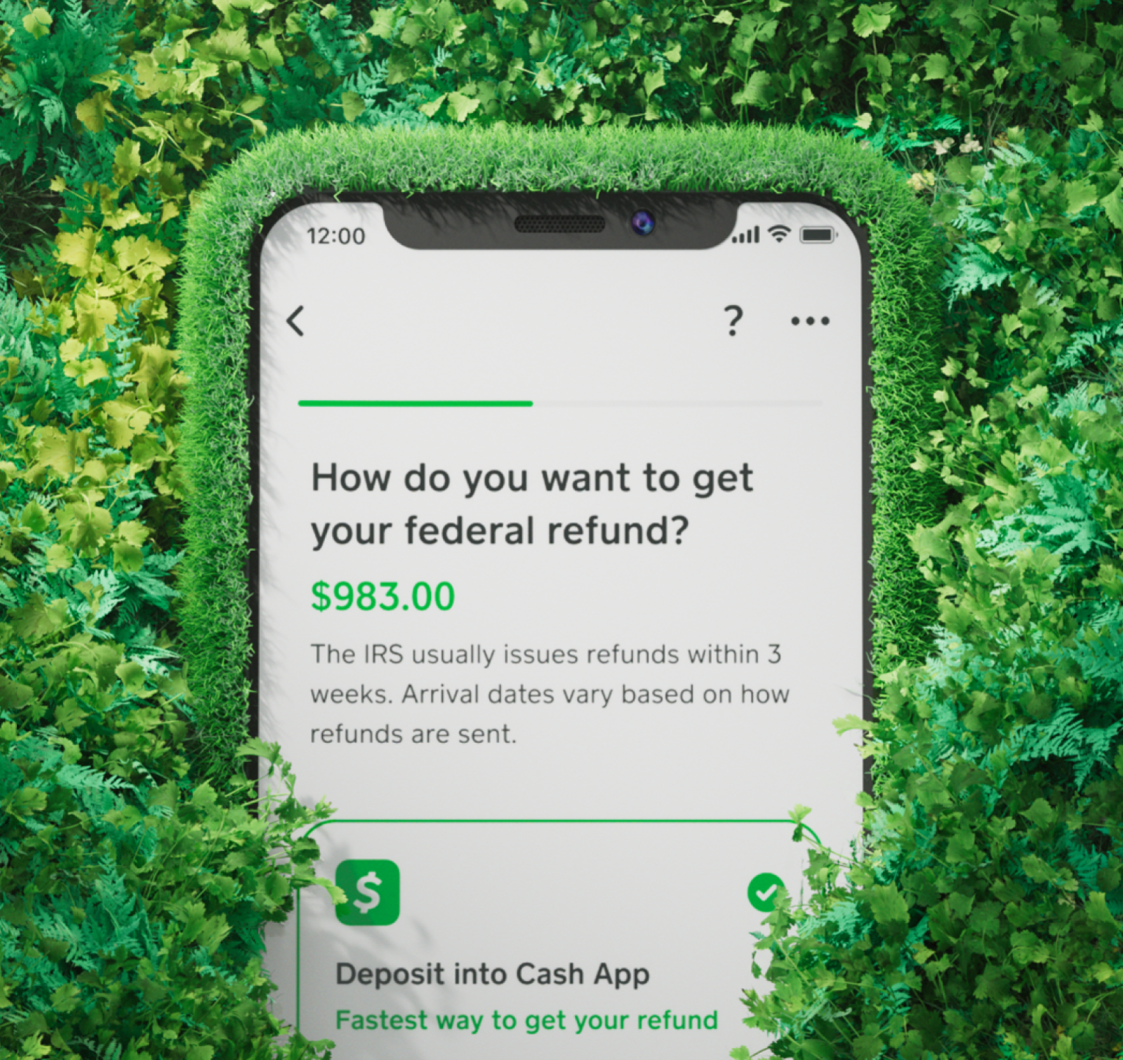 phone explaining how to get started submitting your taxes with Cash App Taxes 