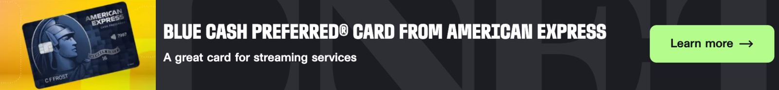 Blue Cash Preferred from Amex banner