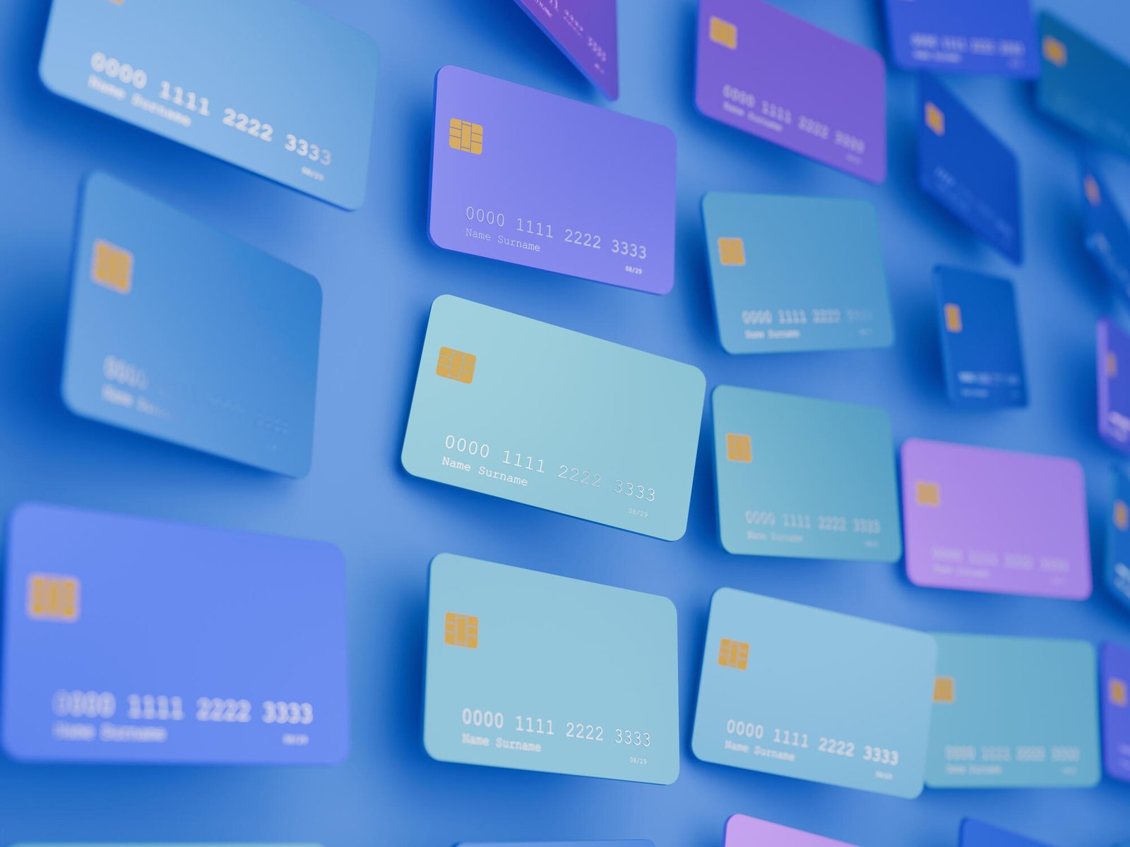 blue american express card with logo against a green and yellow background
