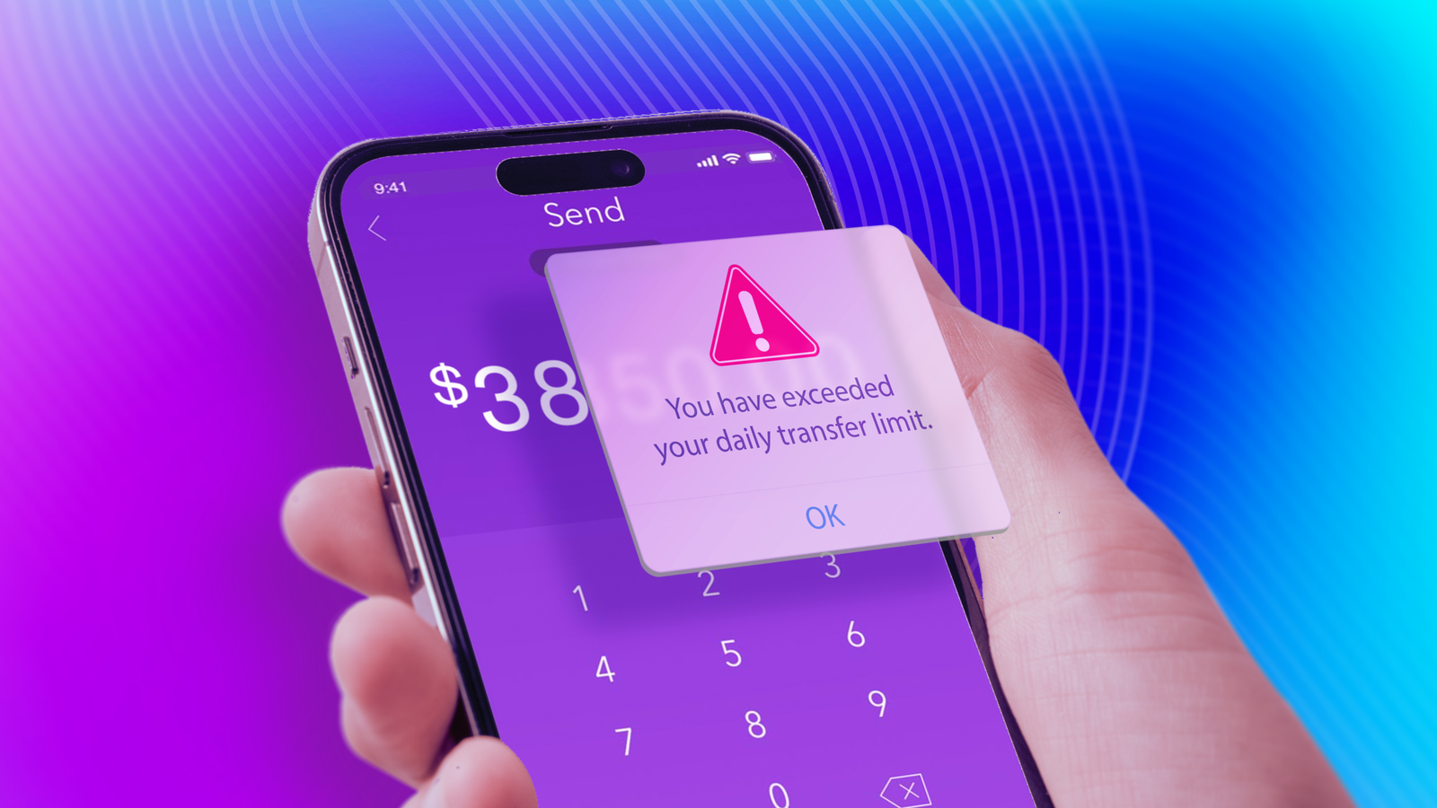 Zelle app showing limit warning sign