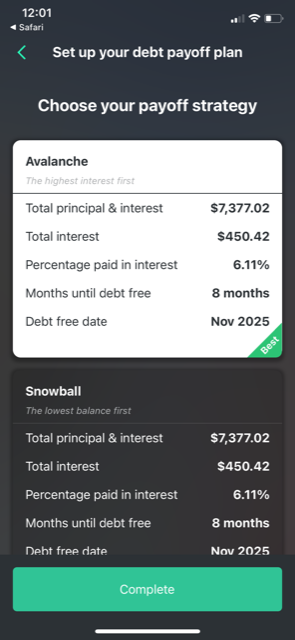 Debt payoff plan
